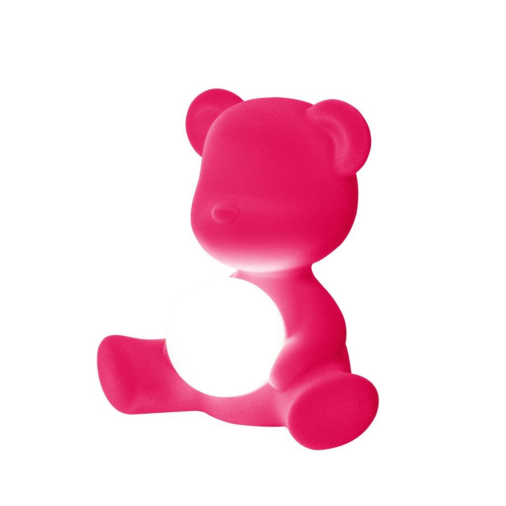 [product_category]-Qeeboo Teddy Girl Led Rechargeable Table Lamp Velvet Finish, Fuxia-Qeeboo-8052049054638-25002FX-FL-QEE-3