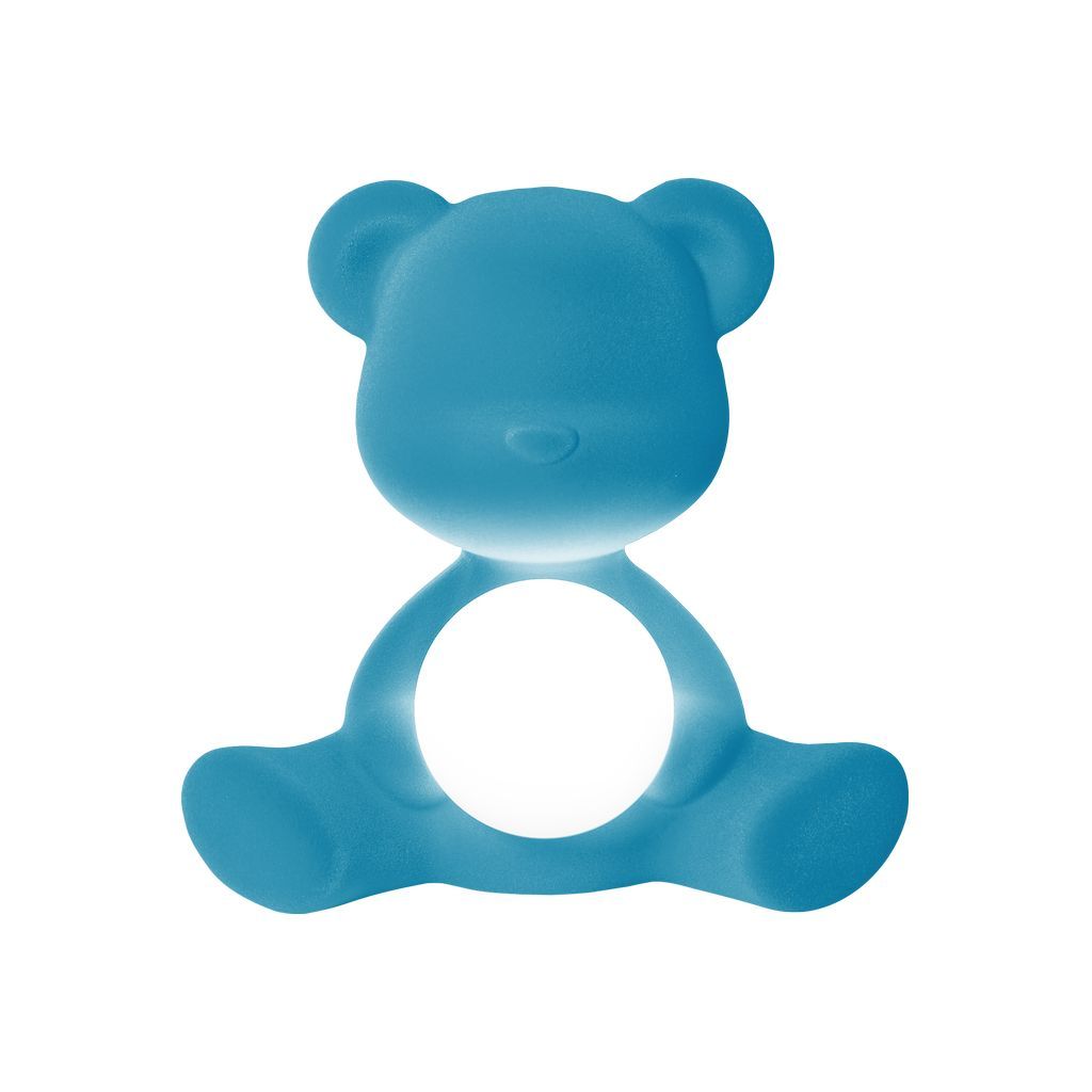 [product_category]-Qeeboo Teddy Girl Led Rechargeable Table Lamp Velvet Finish, Light Blue-Qeeboo-8052049054645-25002LB-FL-QEE-2