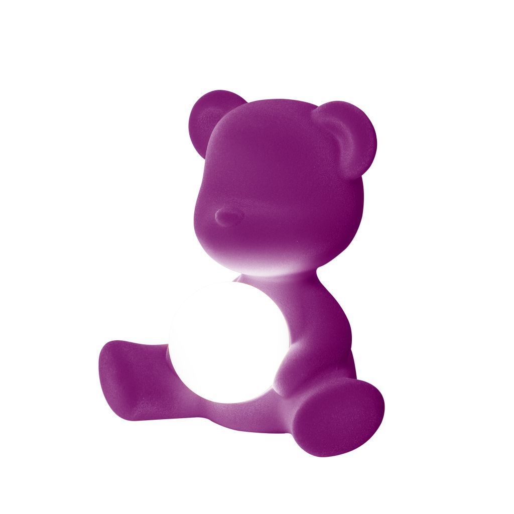 [product_category]-Qeeboo Teddy Girl Led Rechargeable Table Lamp Velvet Finish, Purple-Qeeboo-8052049054676-25002VI-FL-QEE-3