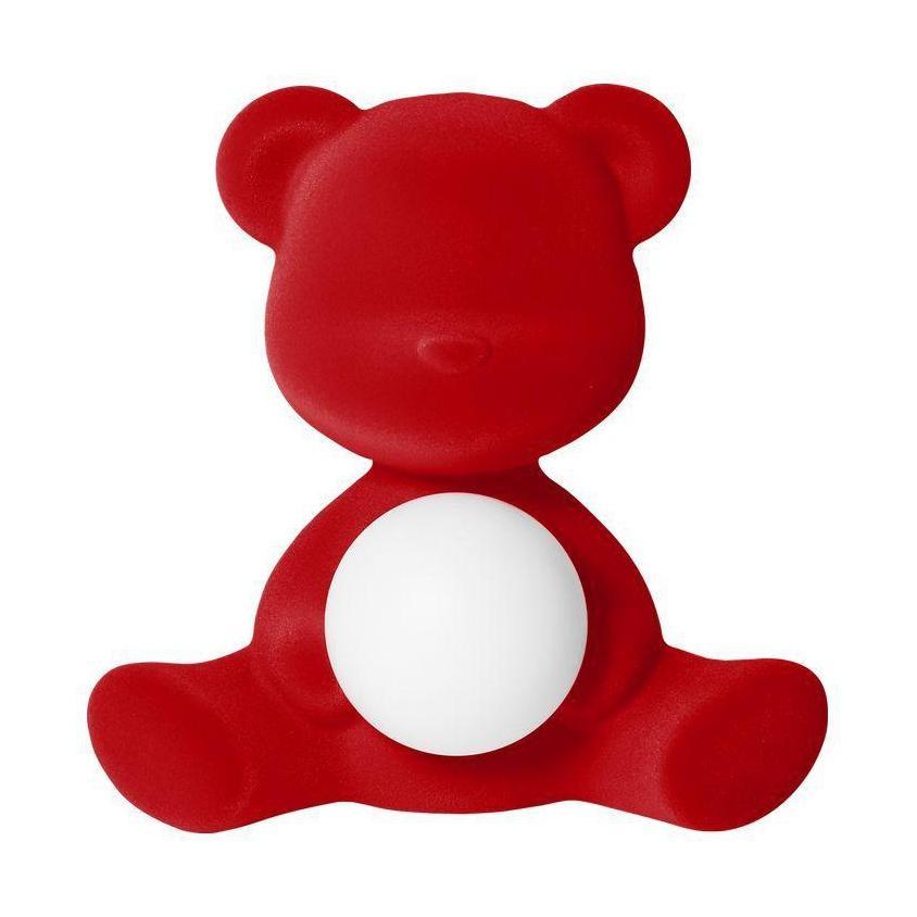 [product_category]-Qeeboo Teddy Girl Led Rechargeable Table Lamp Velvet Finish, Red-Qeeboo-8052049054669-25002RE-FL-QEE-1
