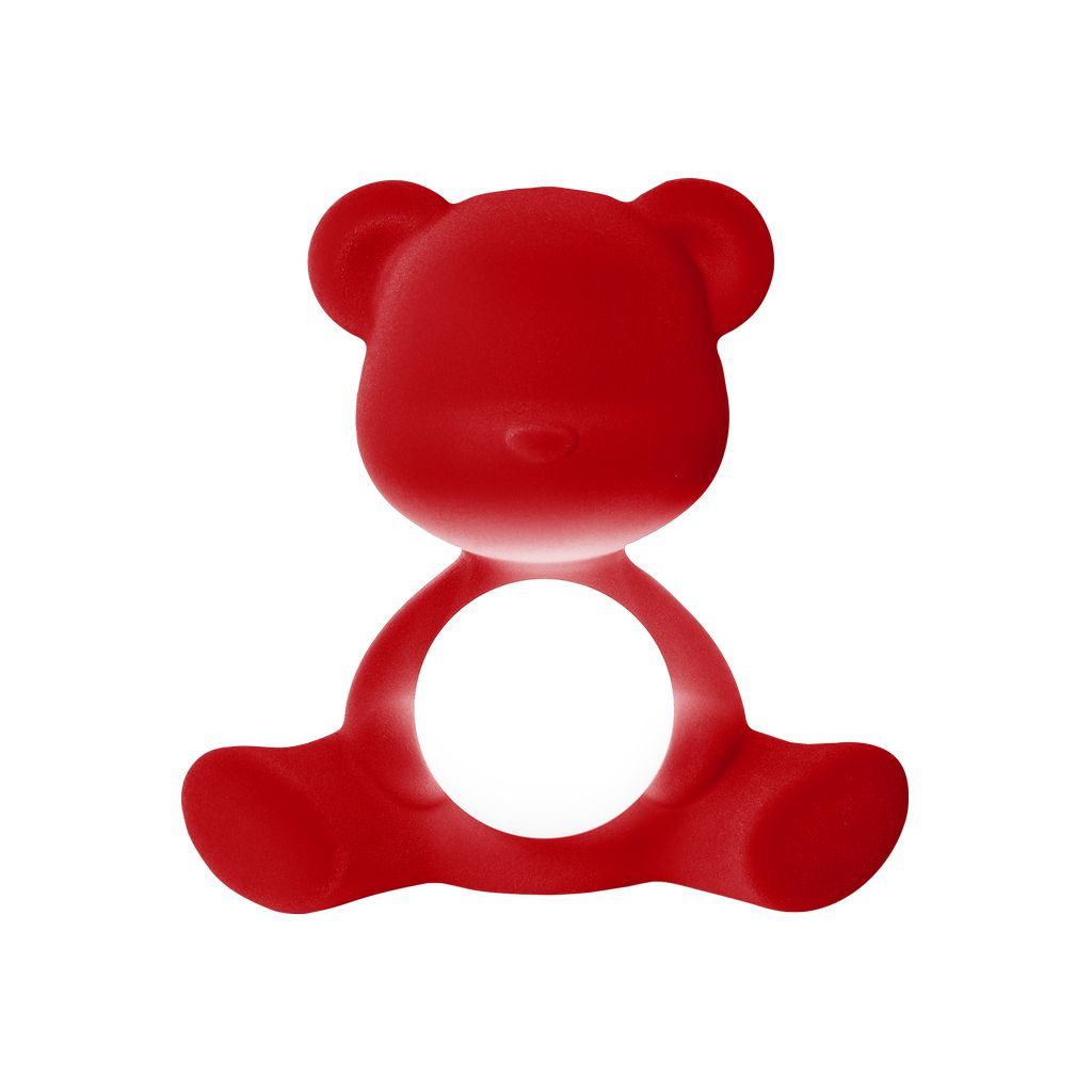 [product_category]-Qeeboo Teddy Girl Led Rechargeable Table Lamp Velvet Finish, Red-Qeeboo-8052049054669-25002RE-FL-QEE-2