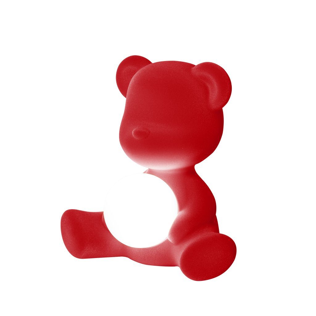 [product_category]-Qeeboo Teddy Girl Led Rechargeable Table Lamp Velvet Finish, Red-Qeeboo-8052049054669-25002RE-FL-QEE-3