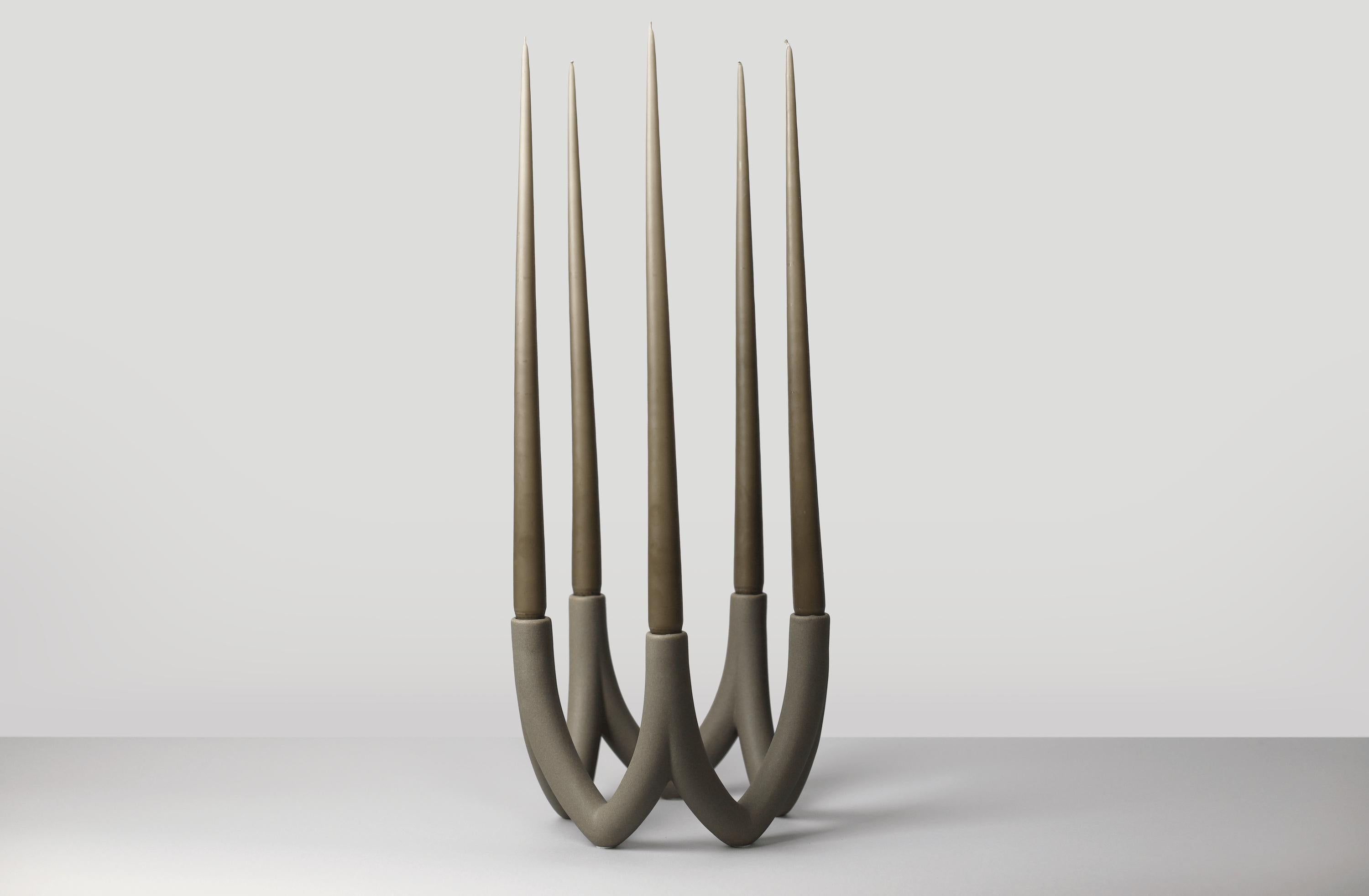 [product_category]-Ro Collection Chandelier Candle Holder With 5 Arms, Dark Stone-Ro Collection-5712129036871-RD1145-039-ROC-3