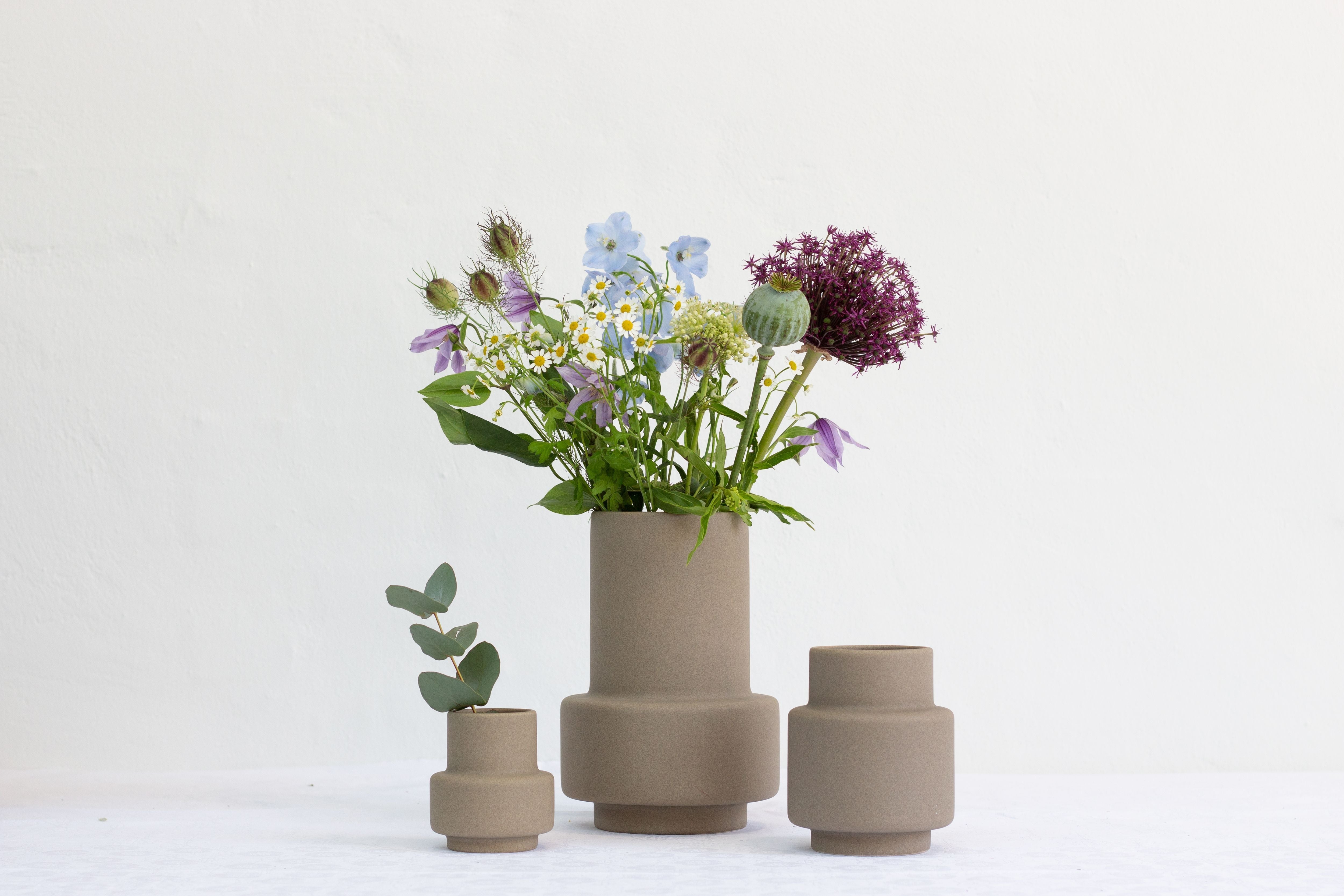 [product_category]-Ro Collection Hurricane Ceramic Vase Medium, Light Stone-Ro Collection-5712129036697-RD1143-040-G-ROC-6