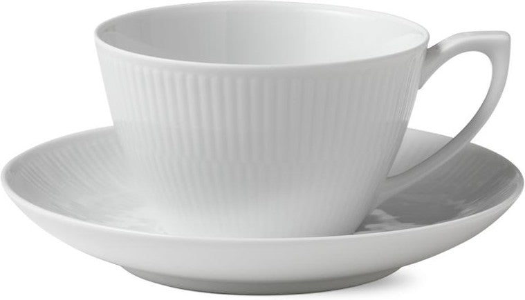 [product_category]-Royal Copenhagen White Fluted Cup W. Saucer, 28cl-Royal Copenhagen-5705140705581-1017383-ROY-1