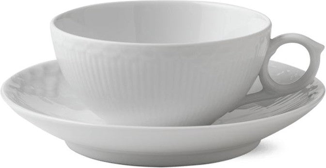 [product_category]-Royal Copenhagen White Fluted Half Lace Cup With Saucer, 20cl-Royal Copenhagen-5705140174707-1017277-ROY-1