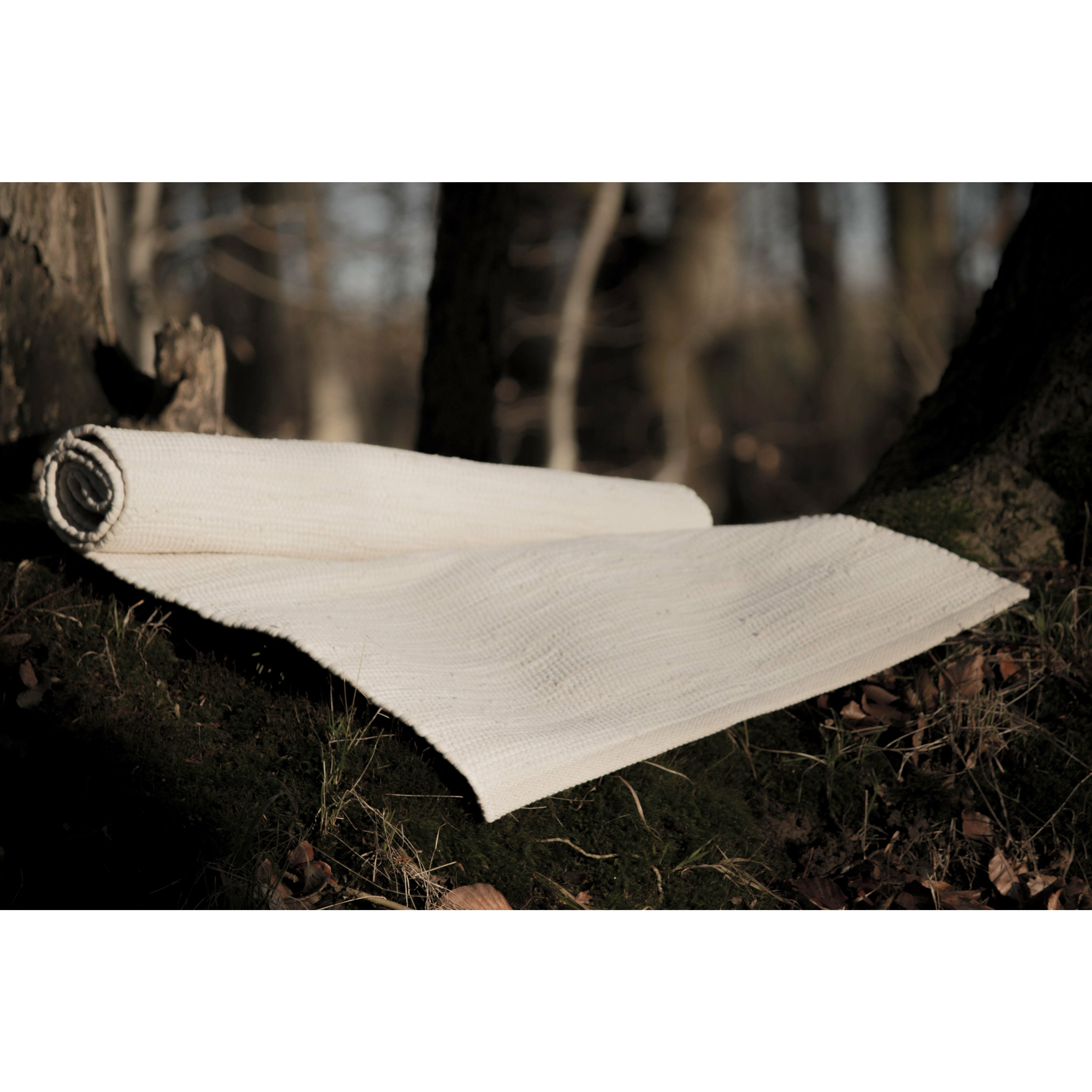 Rug Solid Cotton Carpet Desert White, 65 X 135 Cm