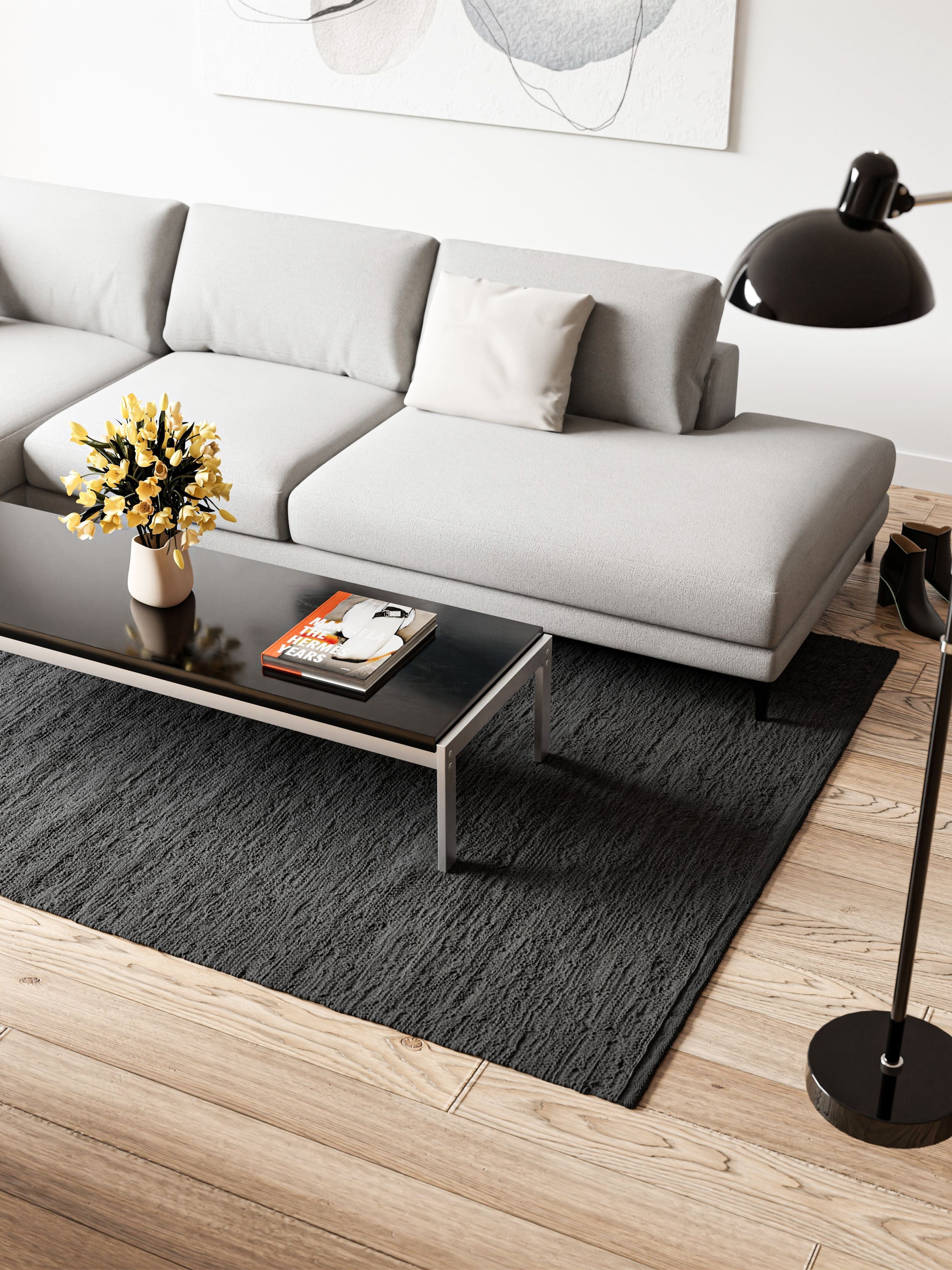 [product_category]-Rug Solid Cotton Rug 170 X 240 Cm, Charcoal-Rug Solid-5711655209797-20979-RUG-4
