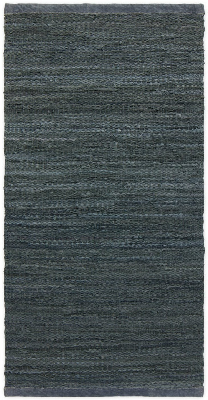 Rug Solid Lædertæppe mørkegrå, 65 x 135 cm