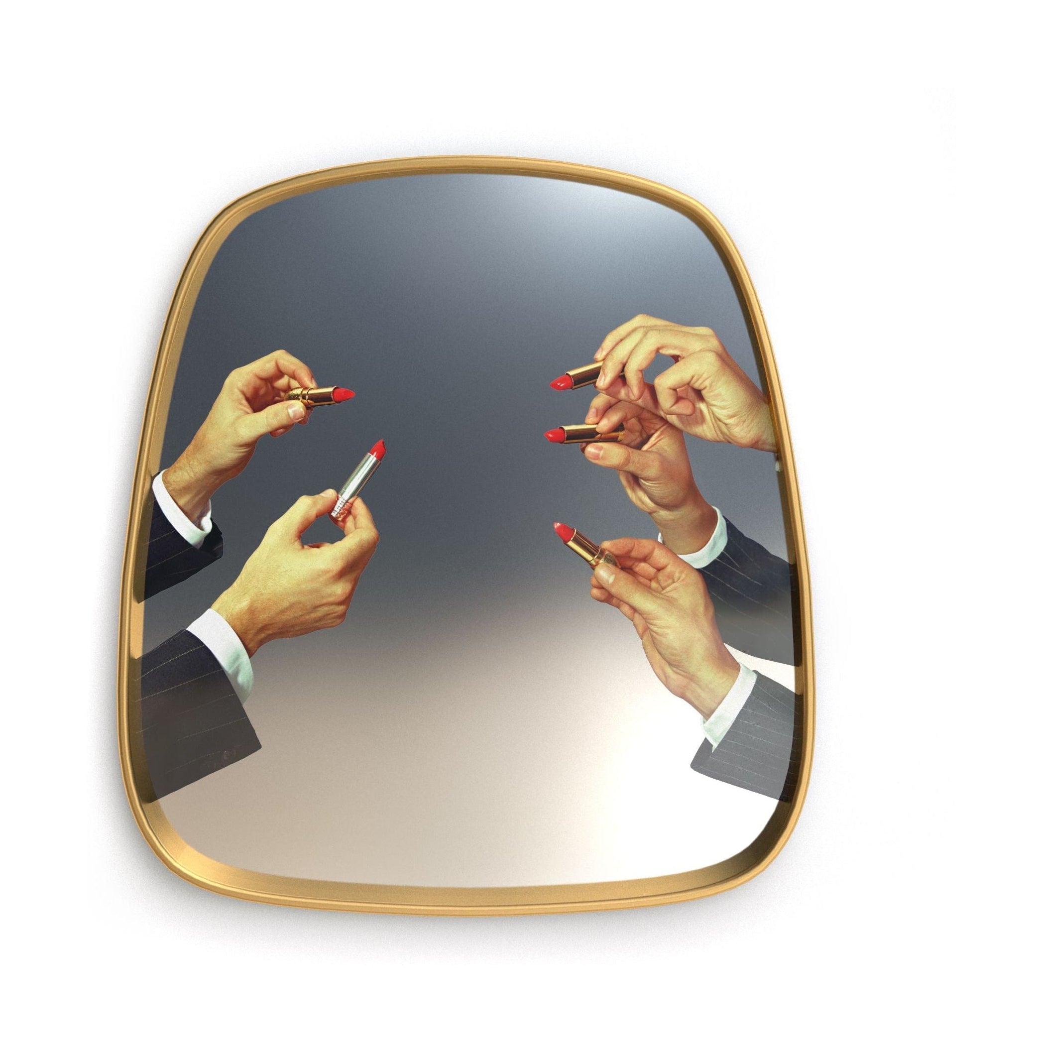 [product_category]-Seletti Toiletpaper Mirror Gold Frame, Tongue-Seletti-8008215170428-17042-SEL-1