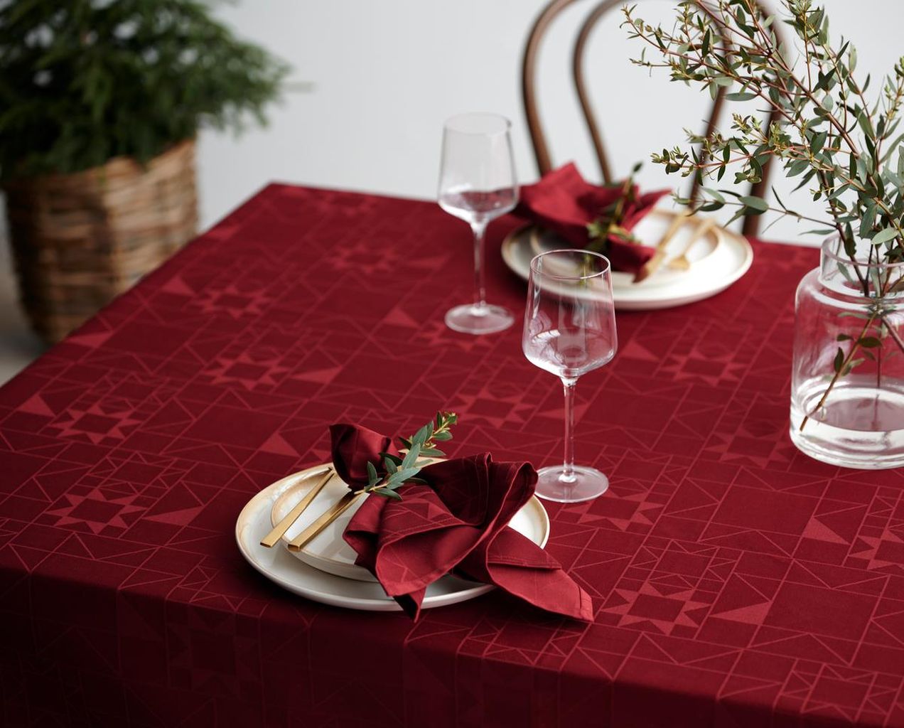 [product_category]-Södahl Napkin Star Damask Napkin 4 Pcs., Red-Södahl-5722000271932-27193-SÖD-4