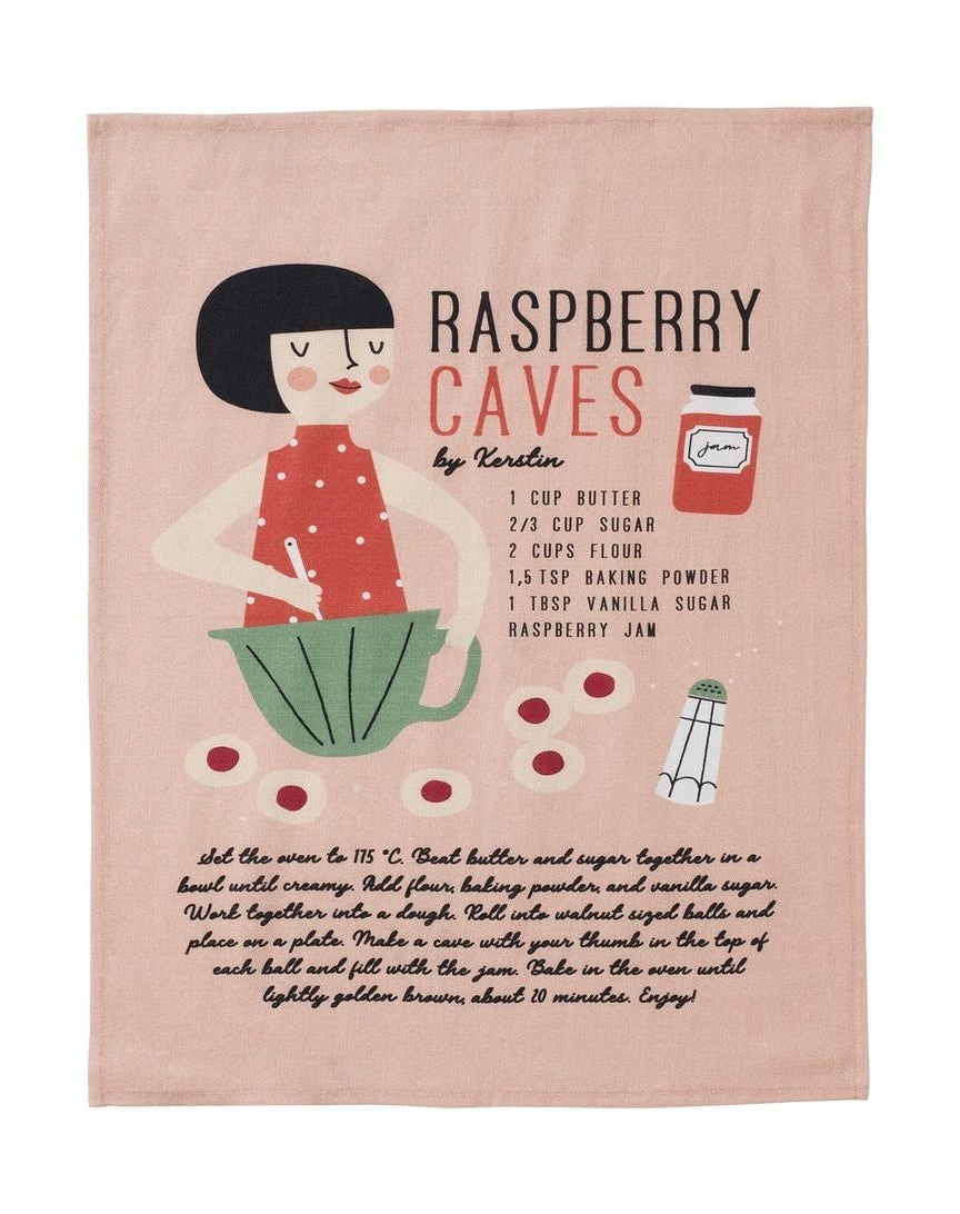 [product_category]-Spira Kompis Tea Towel Kerstin Raspberry Caves, 47x65 Cm-Spira of Sweden-7333001018518-6402-SPI-1