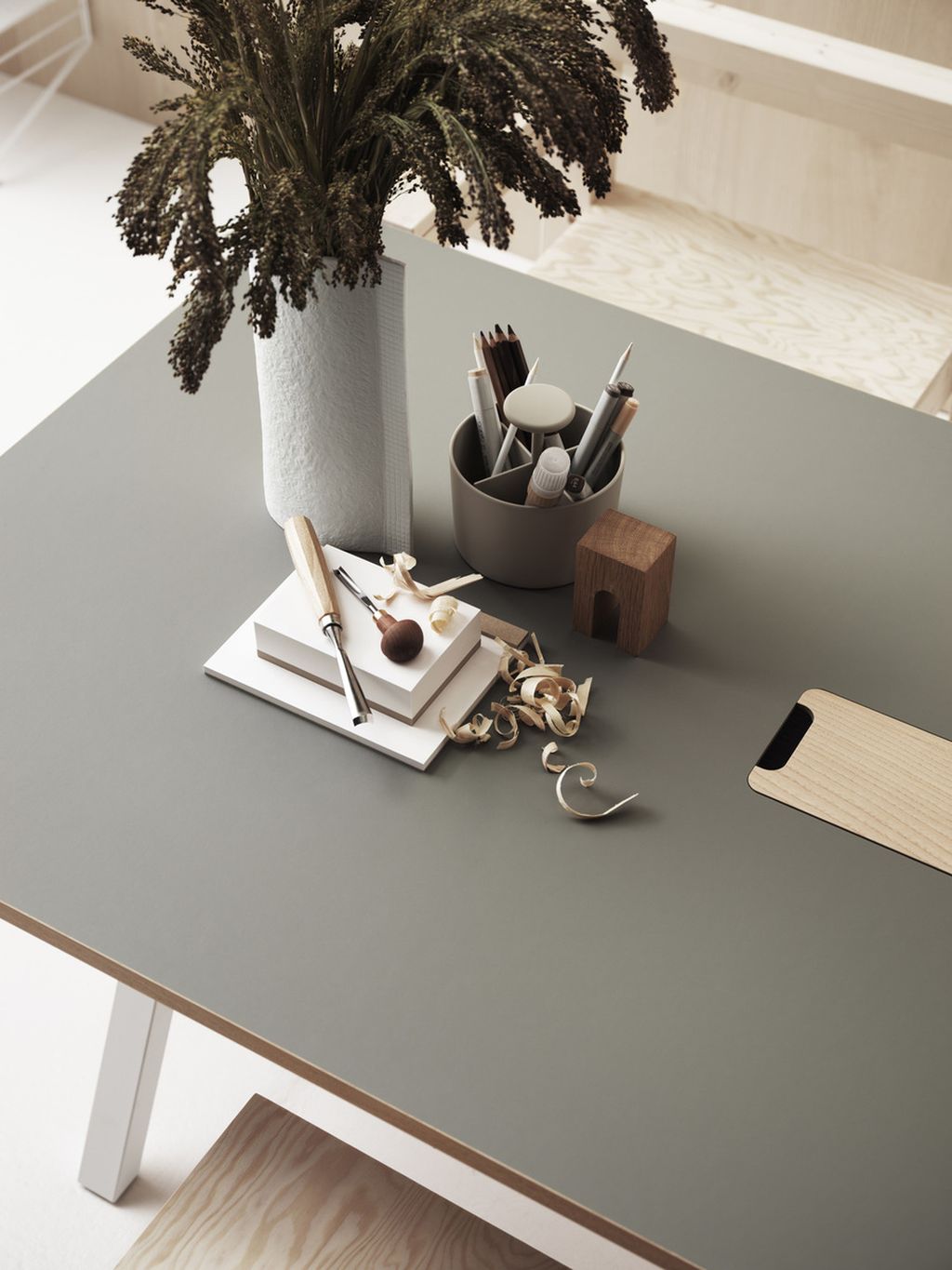 [product_category]-String Furniture Height Adjustable Work Table 78x120 Cm, Light Grey Linoleum-String Furniture-DT12078-24-1+ETF-12-1-STR-2