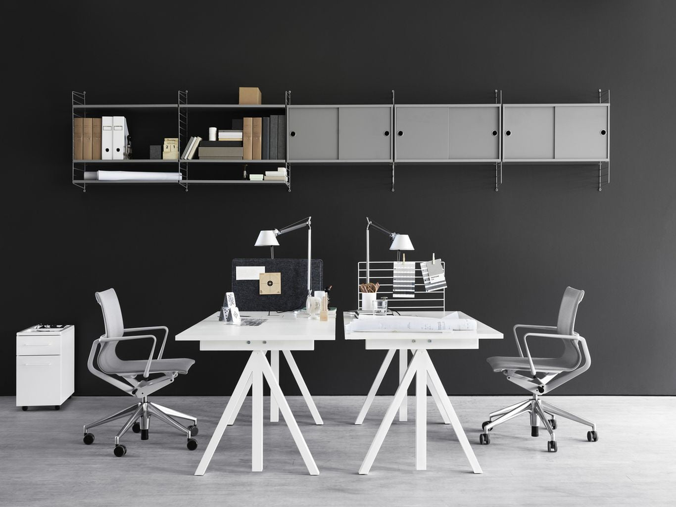 [product_category]-String Furniture Height Adjustable Work Table 78x140 Cm, Light Grey Linoleum-String Furniture-DT14078-24-1+ETF-12-1-STR-3