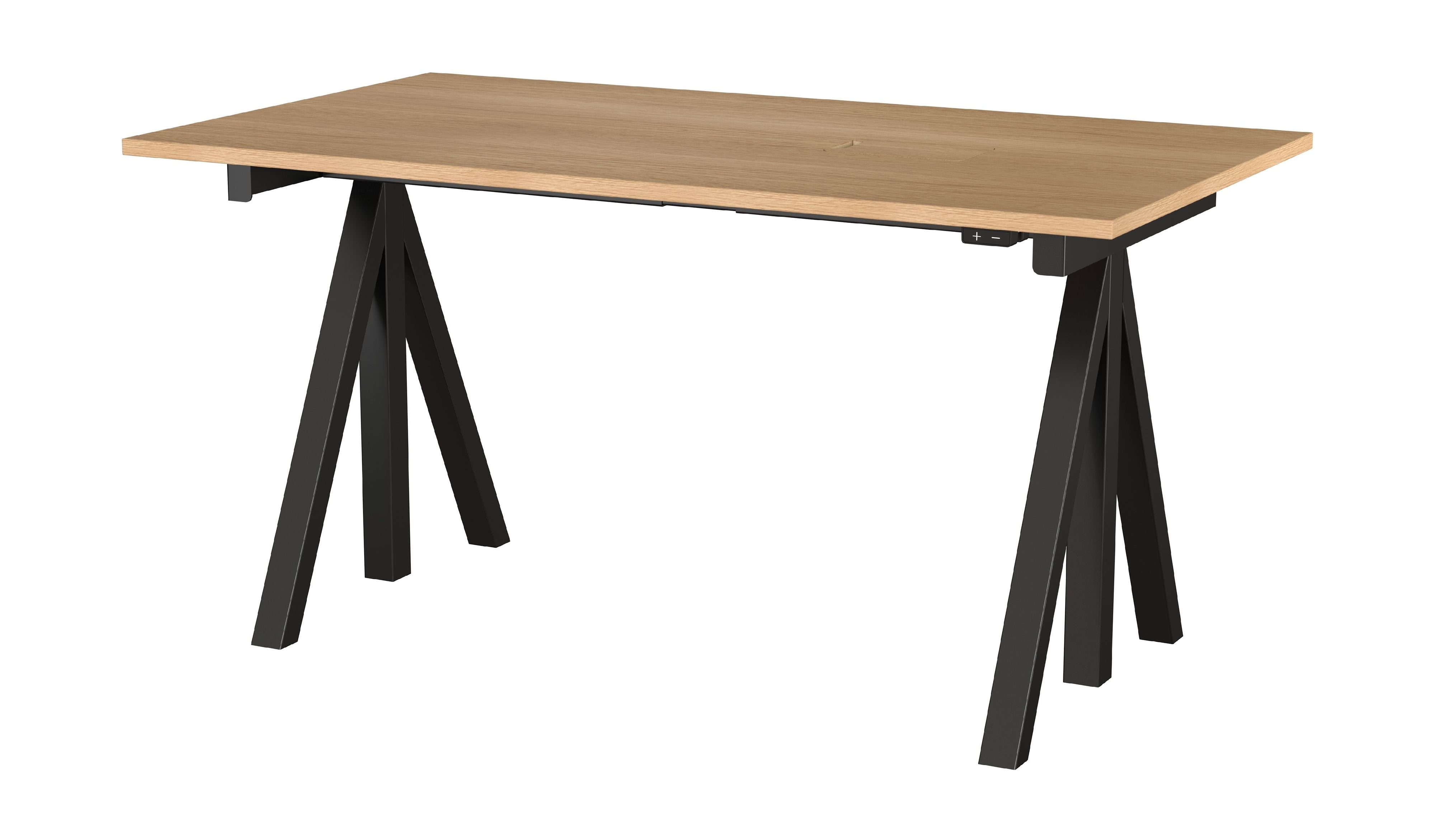 [product_category]-String Furniture Height Adjustable Work Table 78x140 Cm, Oak/Black-String Furniture-DT14078-05-1+ETF-13-1-STR-1