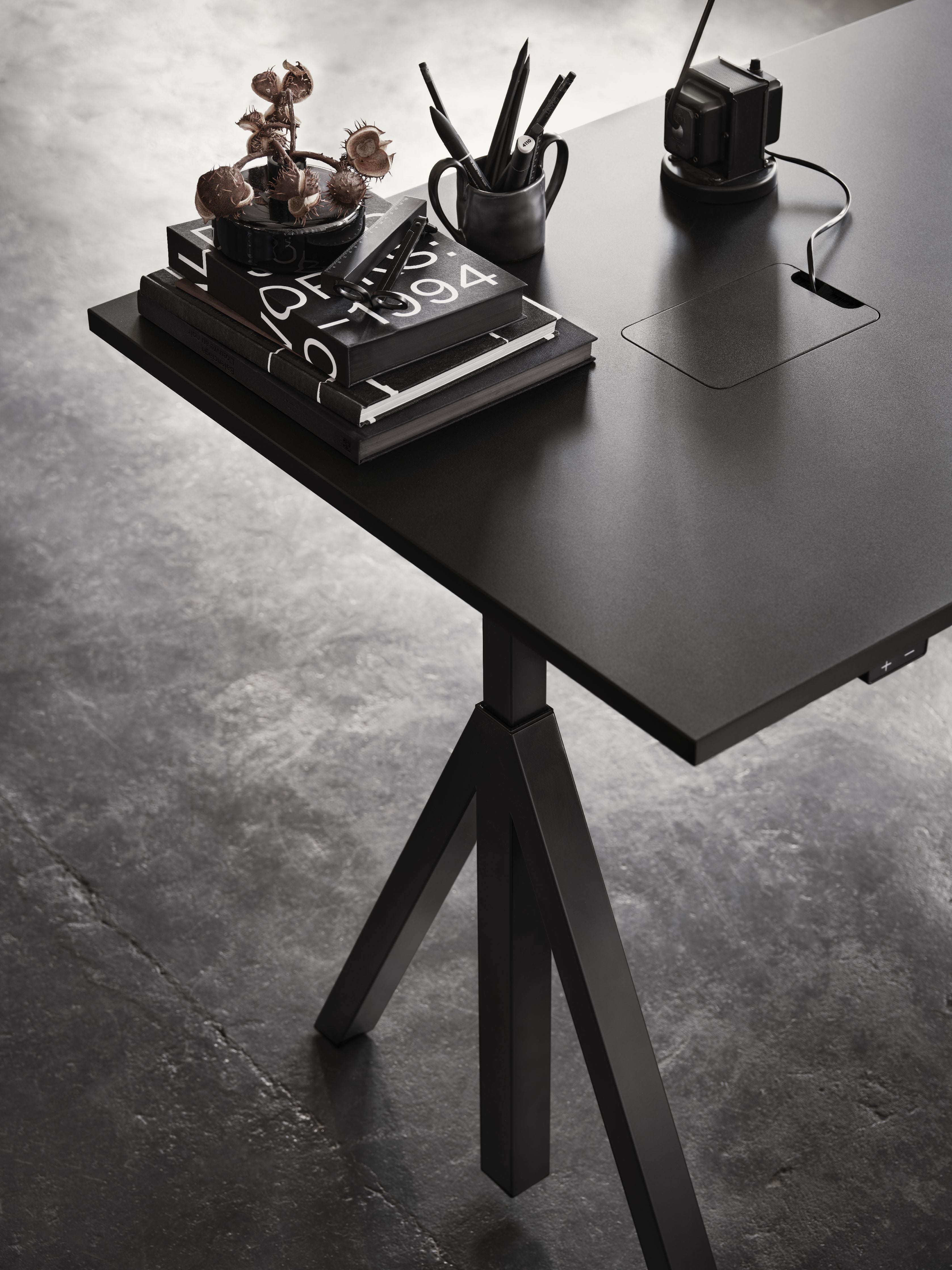 [product_category]-String Furniture Height Adjustable Work Table 78x140 Cm, Oak/Black-String Furniture-DT14078-05-1+ETF-13-1-STR-2