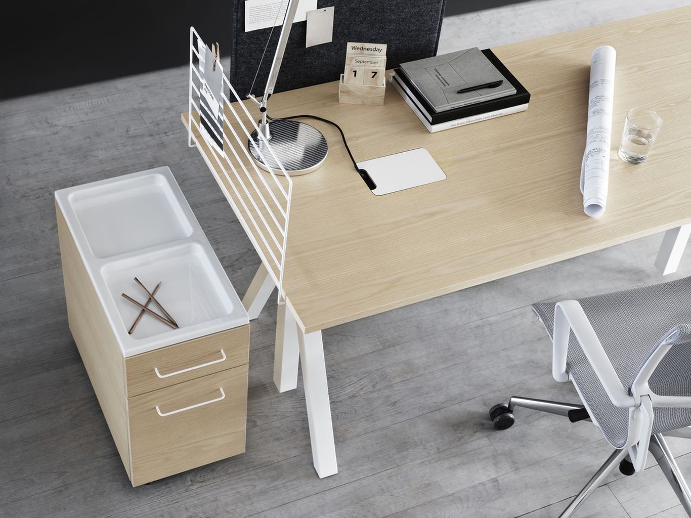 [product_category]-String Furniture Height Adjustable Work Table 78x160 Cm, Light Grey Linoleum-String Furniture-DT16078-24-1+ETF-12-1-STR-4