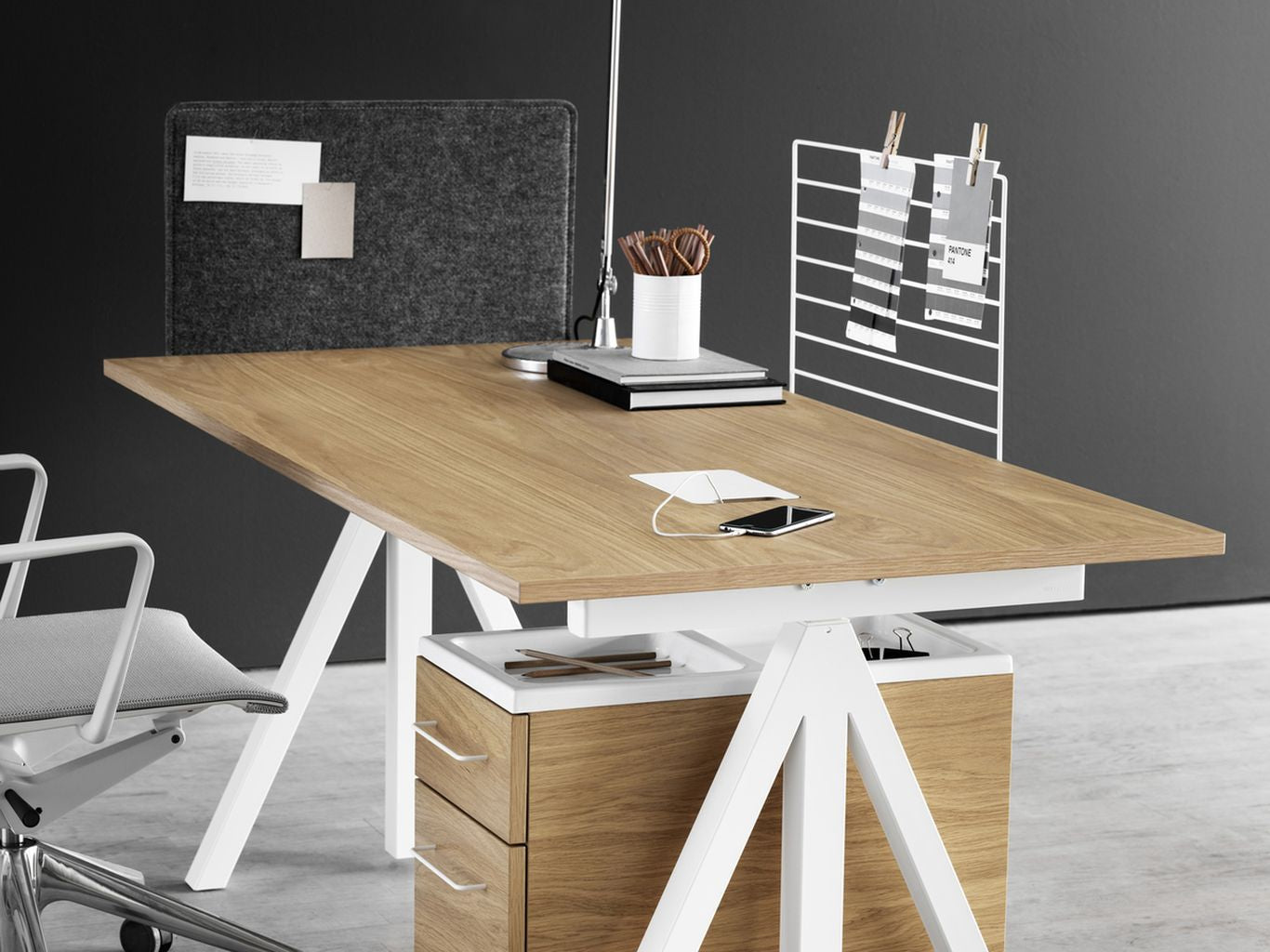 [product_category]-String Furniture Height Adjustable Work Table Oak, 78x120 Cm-String Furniture-DT12078-05-1+ETF-12-1-STR-2