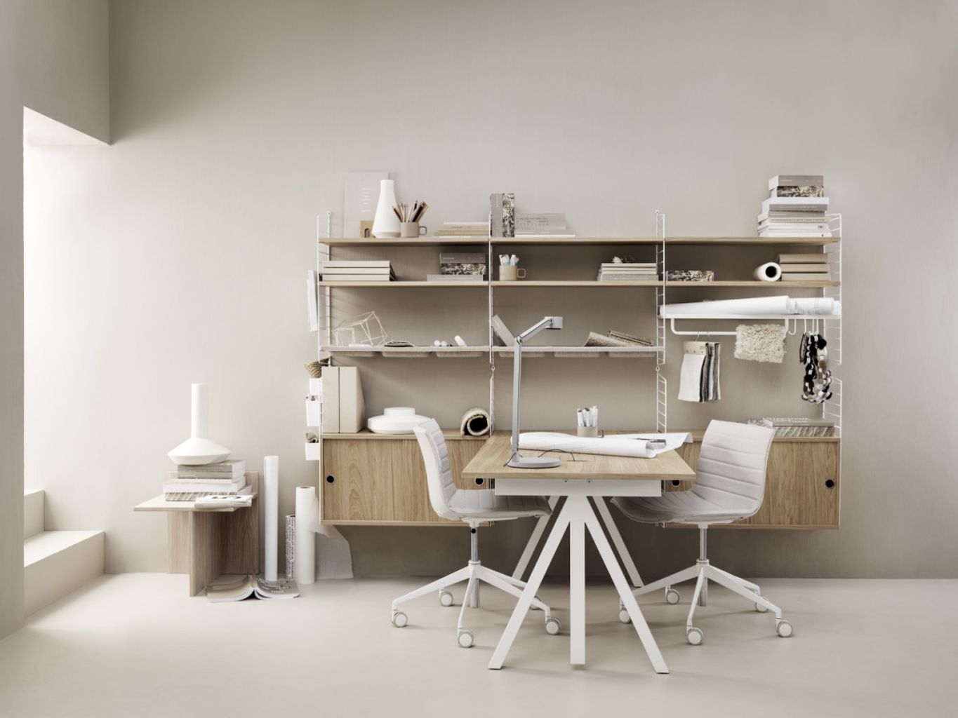[product_category]-String Furniture Height Adjustable Work Table Oak, 78x160 Cm-String Furniture-DT16078-05-1+ETF-12-1-STR-4