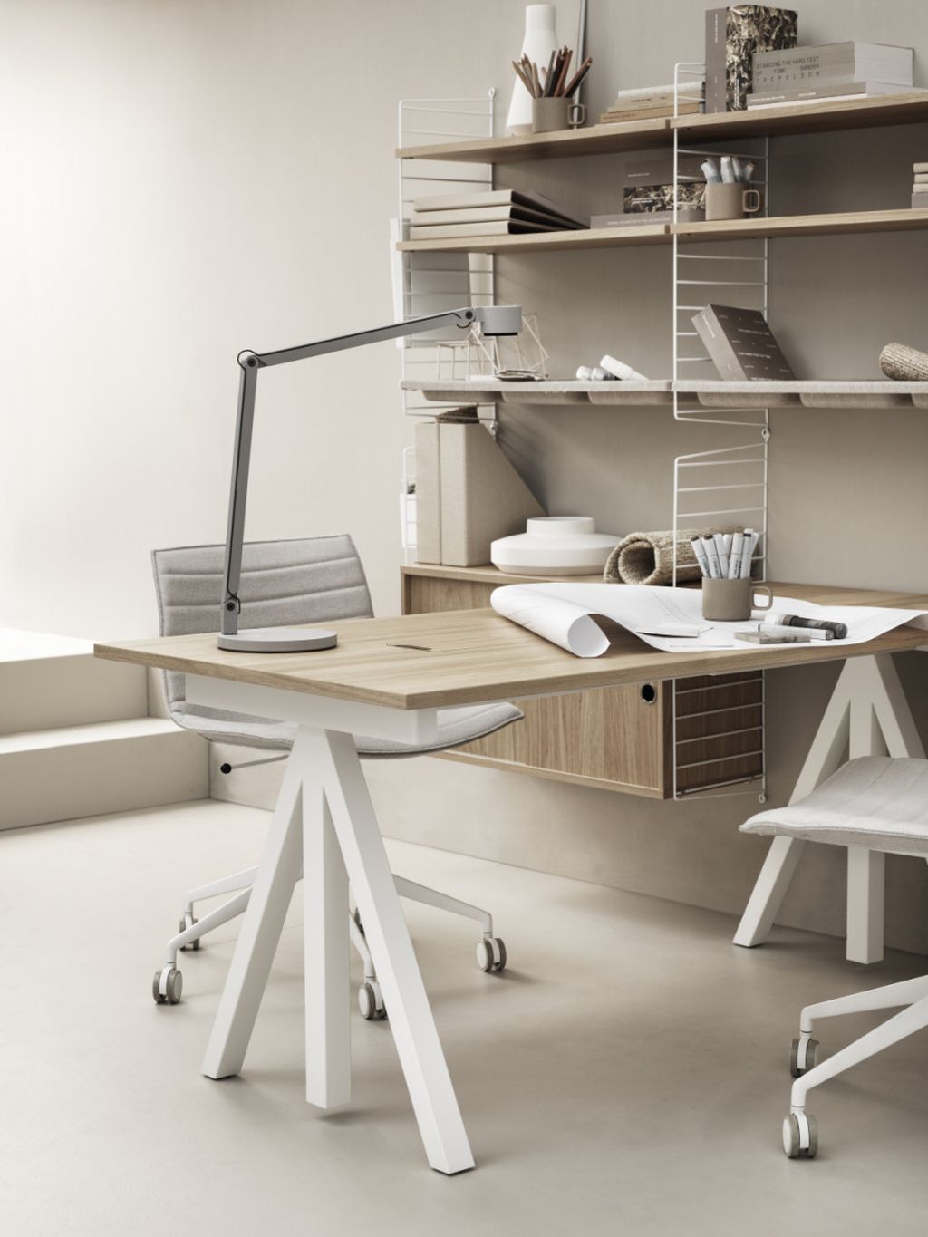 [product_category]-String Furniture Height Adjustable Work Table Oak, 78x160 Cm-String Furniture-DT16078-05-1+ETF-12-1-STR-5