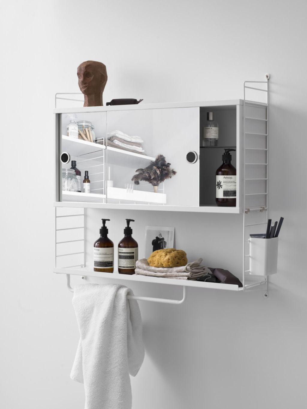 [product_category]-String Furniture String System Cabinet Element With Mirrored Doors, White-String Furniture-7350038273239-CM7820-12-1-STR-2