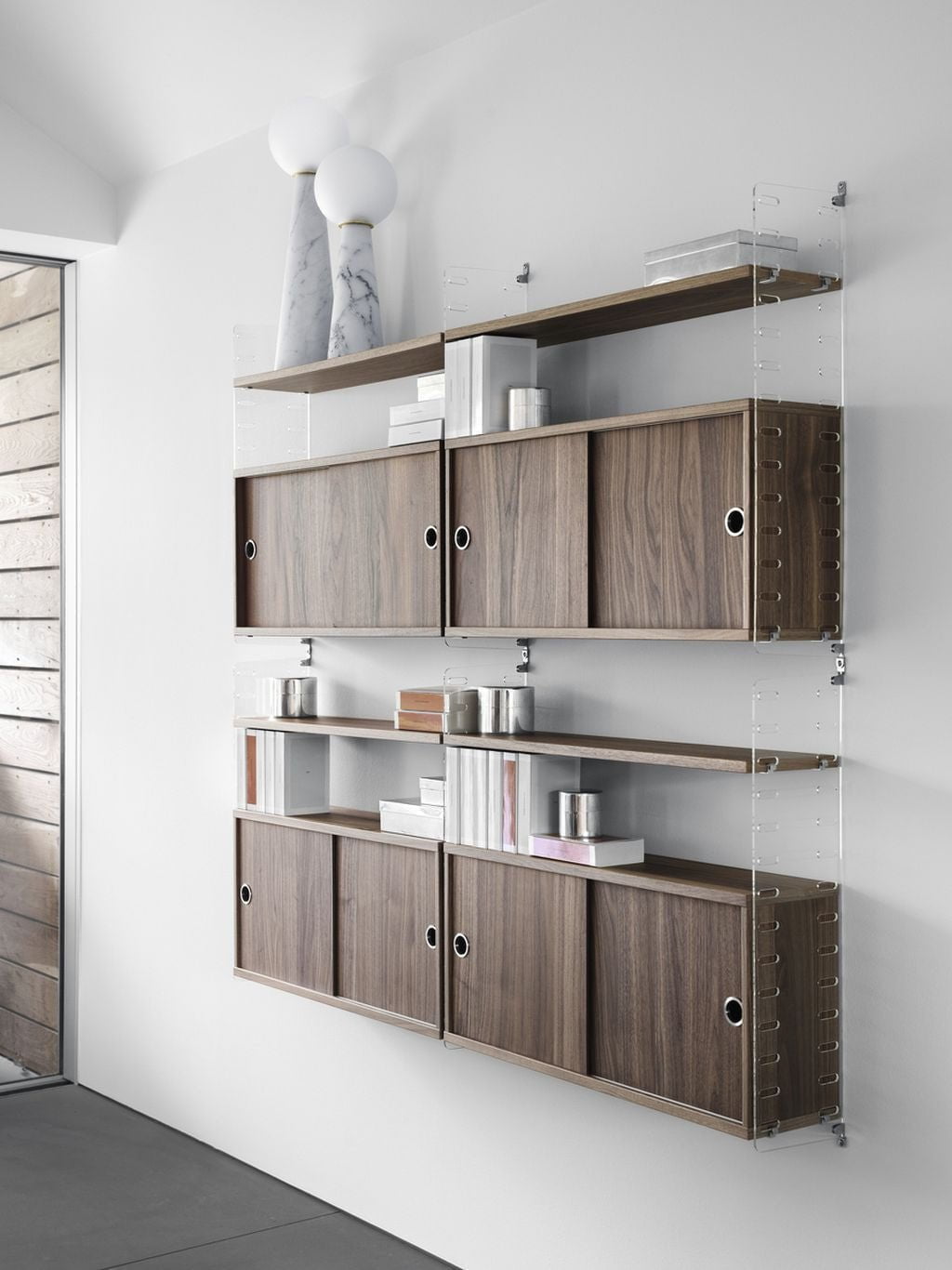 [product_category]-String Furniture String System Cabinet Element With Sliding Doors Black Stained Ash, 20x78x37 Cm-String Furniture-7350038272522-CD7820-03-1-STR-2