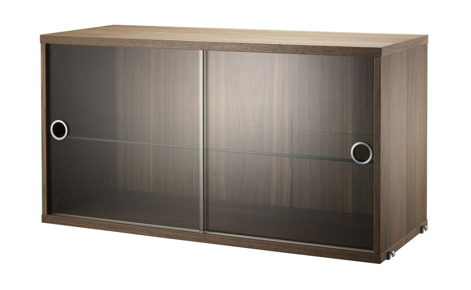 [product_category]-String Furniture String System Cabinet Element With Sliding Doors Made Of Glass, Walnut-String Furniture-7350038271020-VS7830-04-1-STR-1