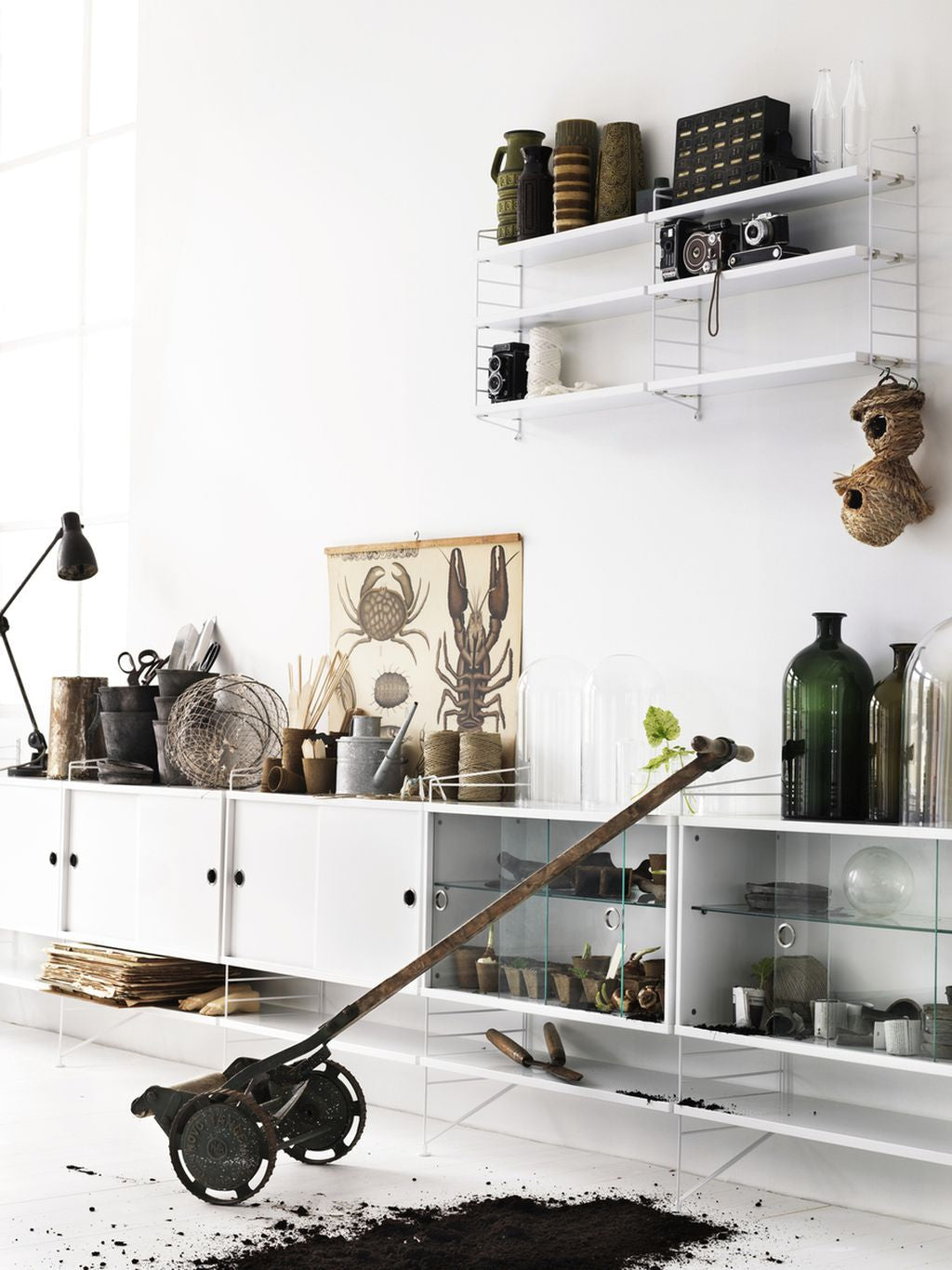 [product_category]-String Furniture String System Cabinet Element With Sliding Glass Doors, White-String Furniture-7350038271044-VS7830-12-1-STR-4