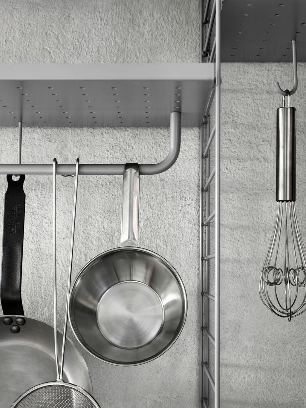 [product_category]-String Furniture String System Clothes Rail To Metal Shelf 78 Cm, Grey-String Furniture-7350038272751-MSR78-61-1-STR-3