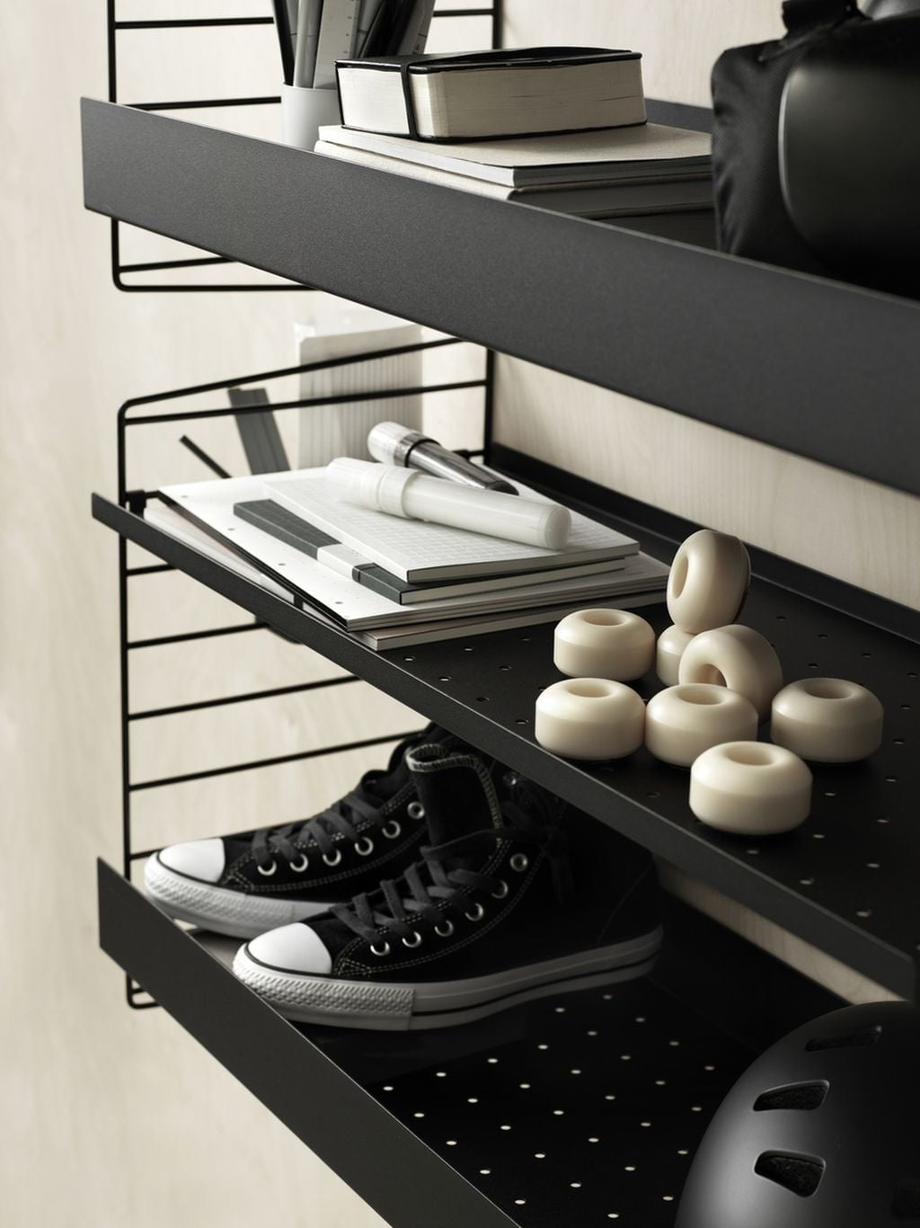 [product_category]-String Furniture String System Metal Shelf With High Edge 30x78 Cm, Black-String Furniture-7350038272652-MSH7830-13-1-STR-2