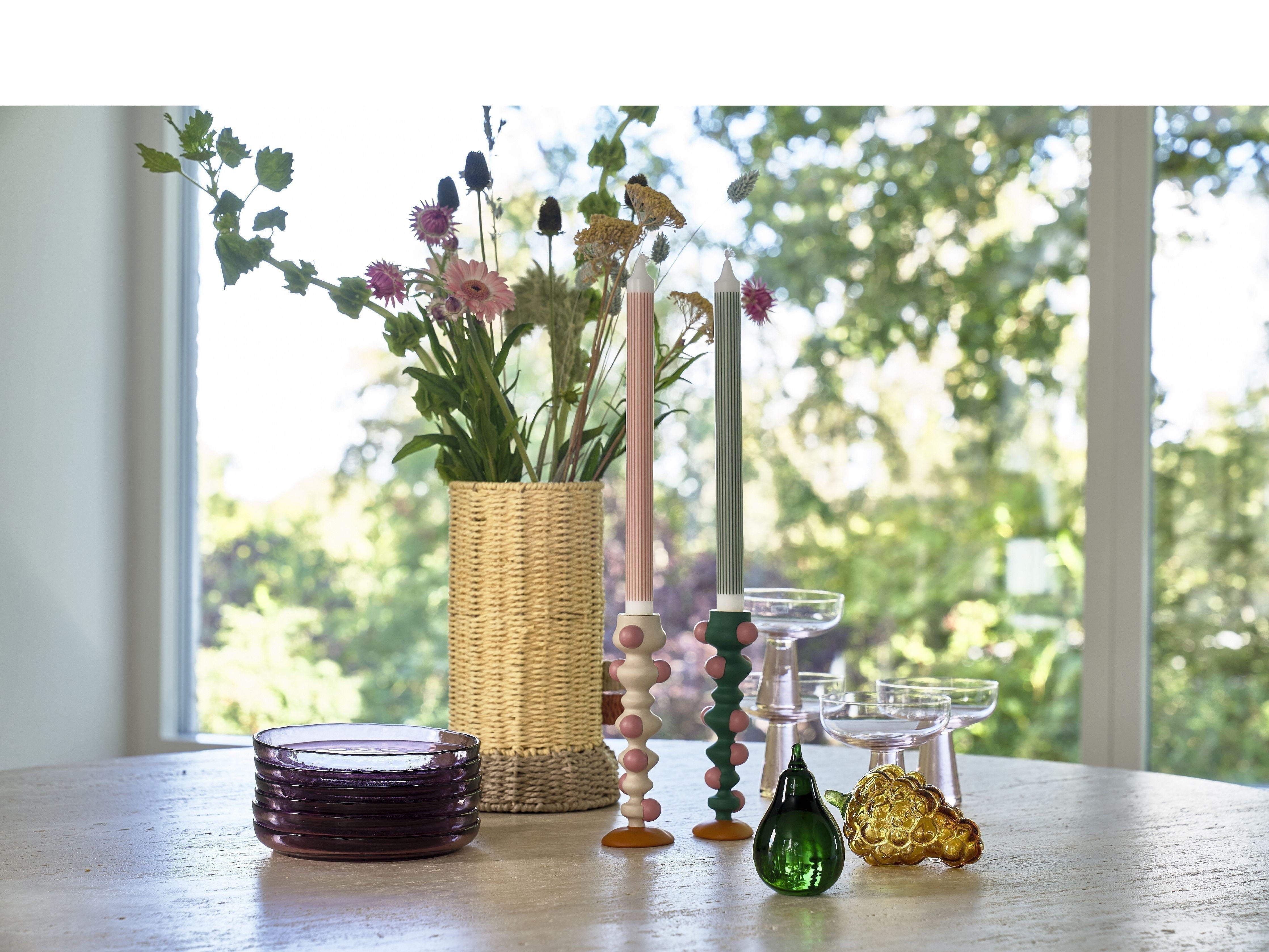 [product_category]-Villa Collection Styles Candle Holder With Dots, Green/Pink-Villa Collection-5722000292364-29236-VIL-5