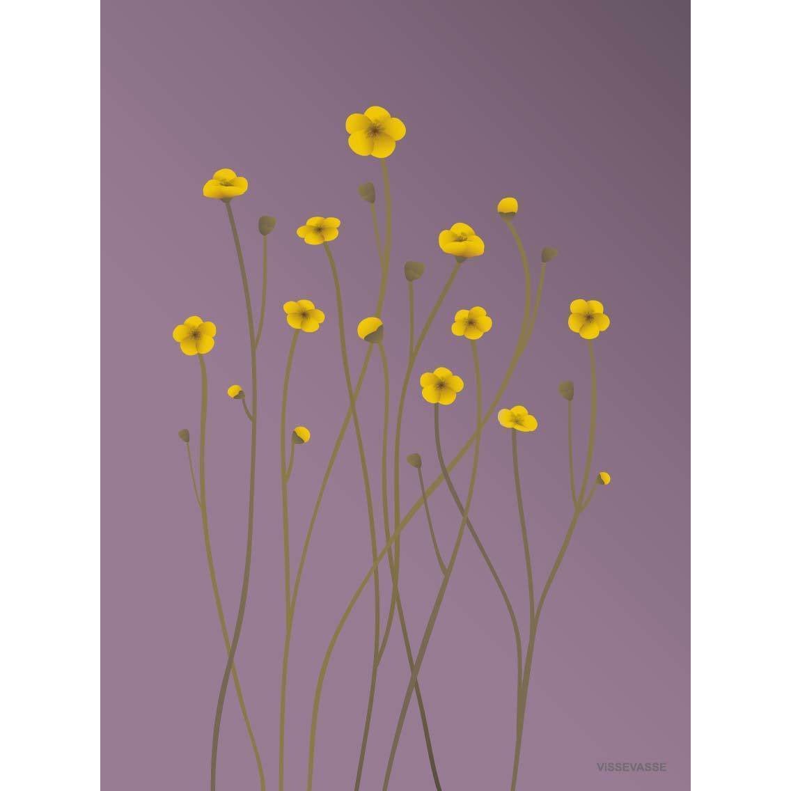 Vissevasse Buttercup lykønskningskort 15 x21 cm, lilla