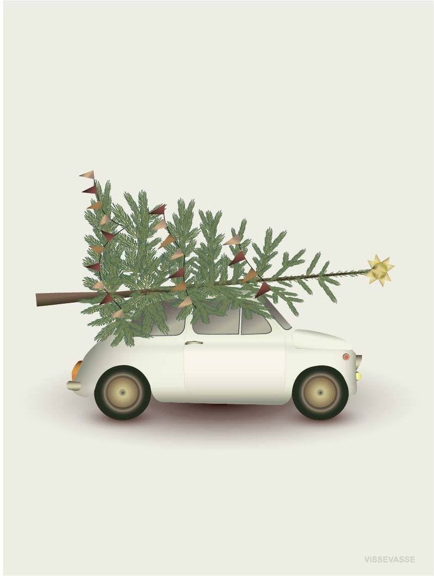 [product_category]-Vissevasse Christmas Tree & Little Car Poster, 15 X21 Cm-Vissevasse-5713138719410-F-2017-194-S-VIS-1