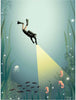 Vissevasse Diver plakat, 15 x21 cm