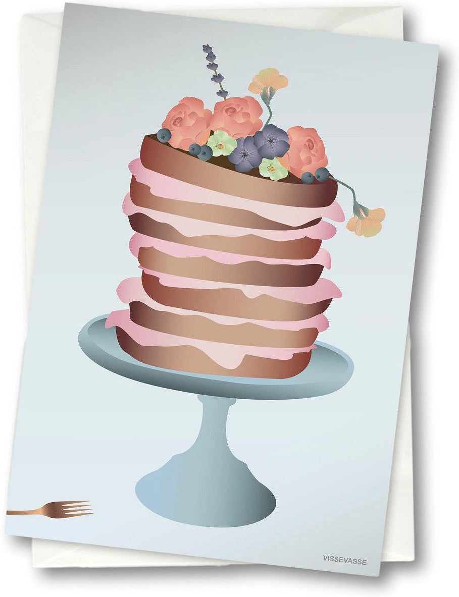 [product_category]-Vissevasse Flower Decorated Cake Greeting Card, 10.5 X15 Cm-Vissevasse-5713138606703-F-2016-067-XS-VIS-1