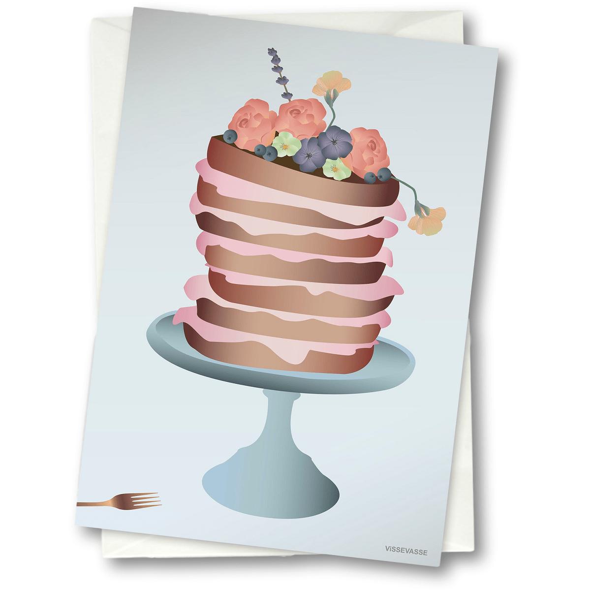 [product_category]-Vissevasse Flower Decorated Cake Greeting Card, 15 X21 Cm-Vissevasse-5713138606413-F-2016-067-S-VIS-1