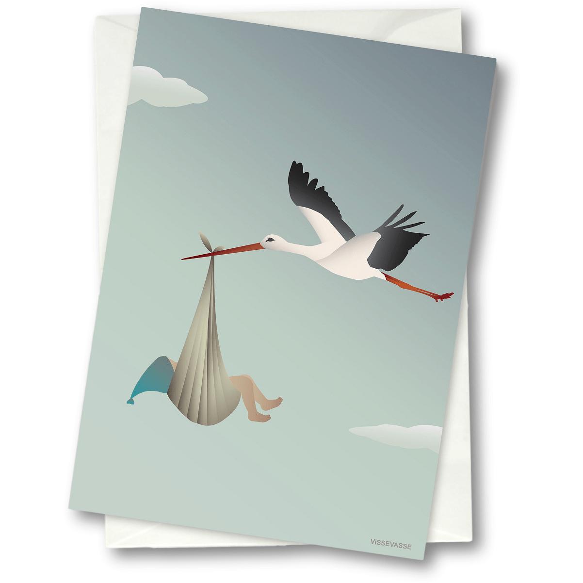 [product_category]-Vissevasse Stork Greeting Card 15 X21 Cm, Blue-Vissevasse-5713138605614-F-2016-056-S-VIS-1