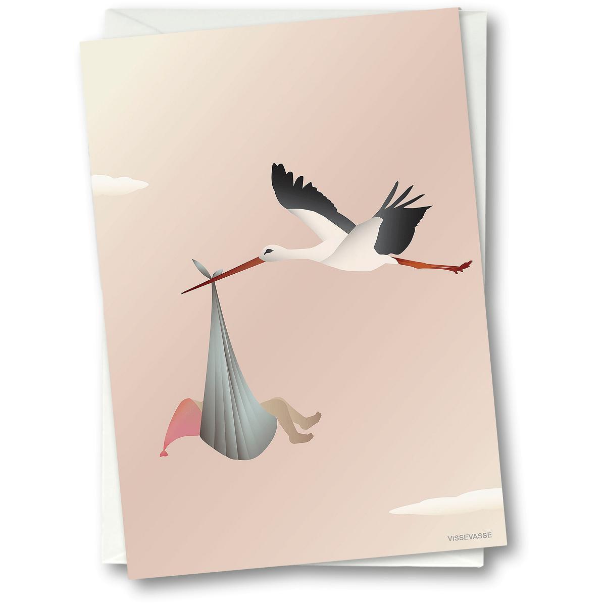 [product_category]-Vissevasse Stork Greeting Card 15 X21 Cm, Pink-Vissevasse-5713138605515-F-2016-055-S-VIS-1