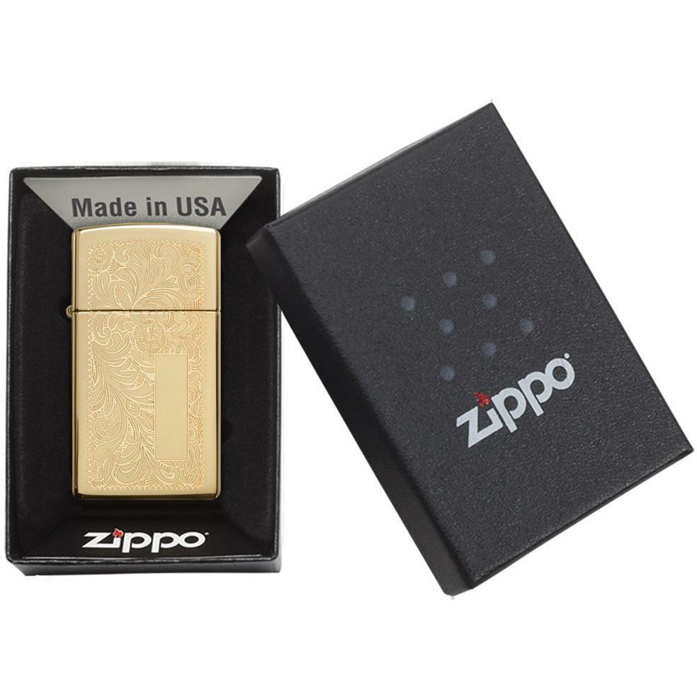 [product_category]-Zippo Venetian Slim High Polish Brass Lighter-Zippo Nordic A S-041689133207-Z-1652B-ZIP-4
