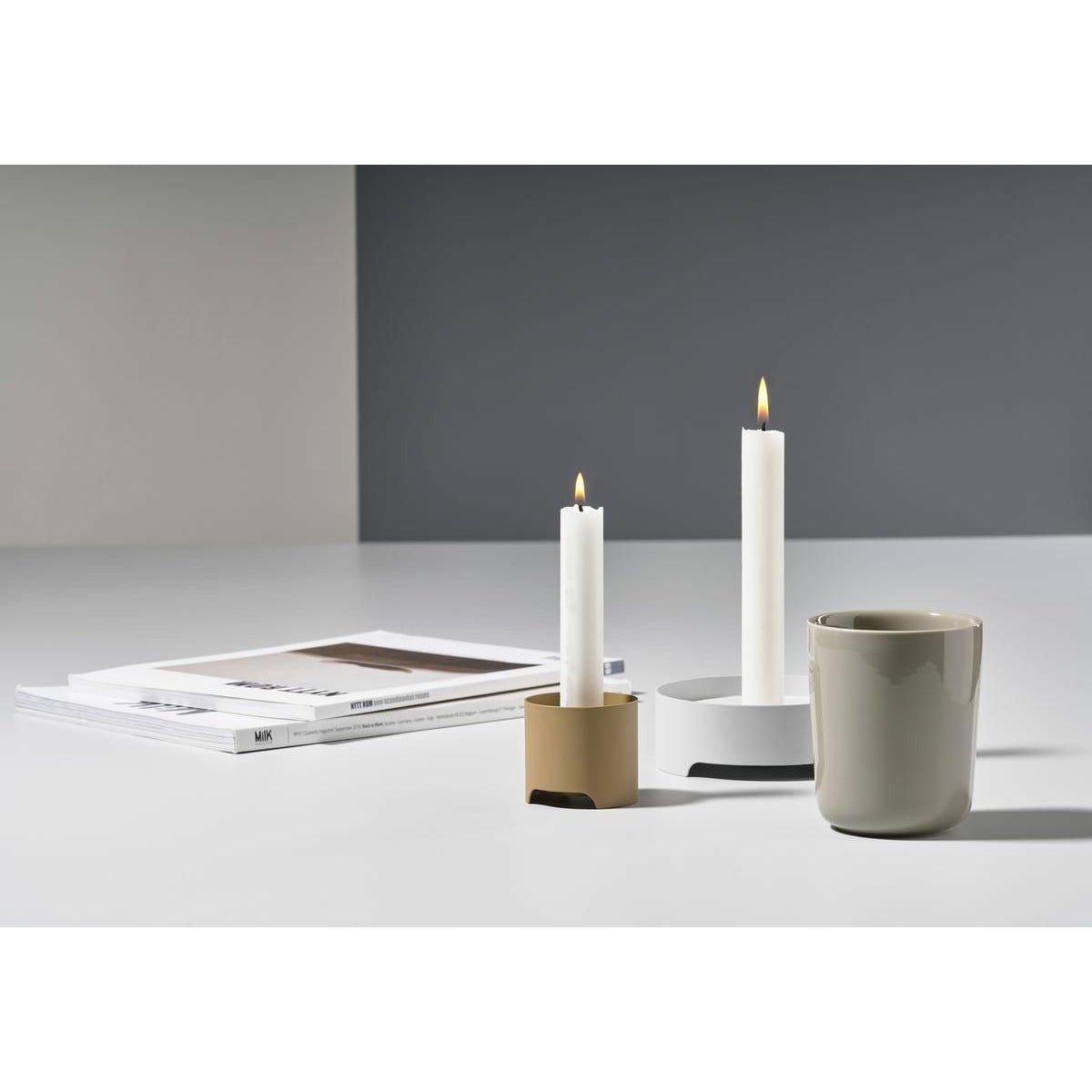 [product_category]-Zone Denmark Singles Candle Holder ø 12 Cm, Warm Grey-Zone Denmark-5722000123798-12379-ZON-3