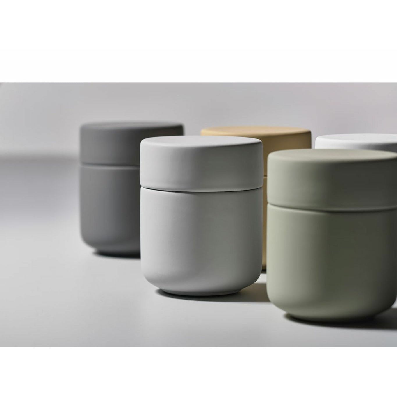 [product_category]-Zone Denmark Ume Cotton Swabs And Cosmetic Pads Container øx H 8,3x10,3 Cm, Soft Grey-Zone Denmark-5722000157564-15756-ZON-4