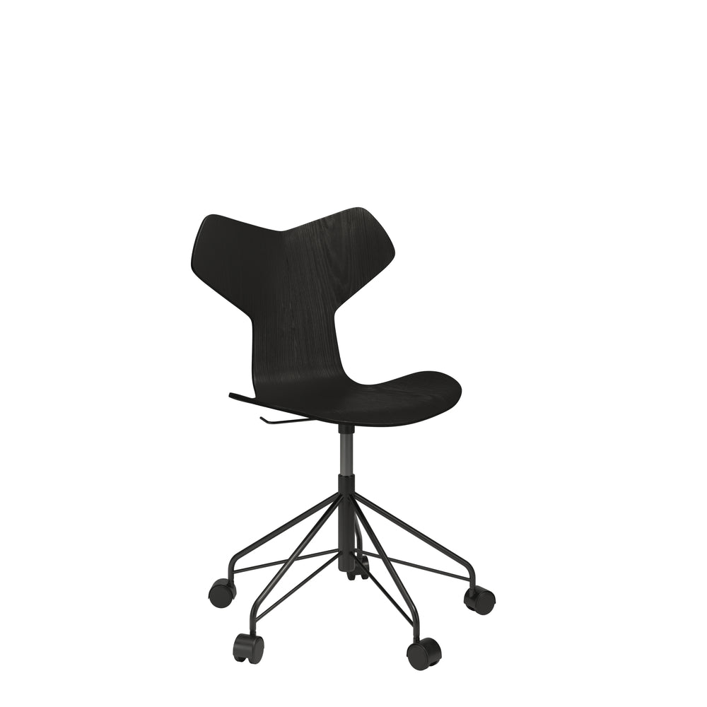 Fritz Hansen 3131 Grand Prix drejestol 5 hjul, Ask sort