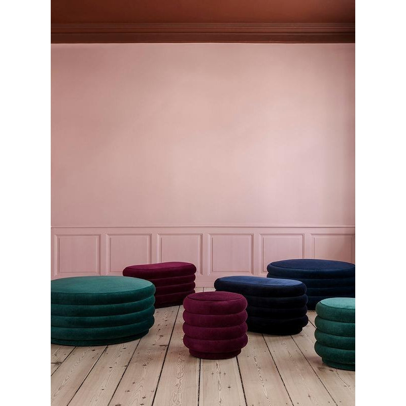 Ferm Living Pouf Round Stool Dark Green, ø90cm