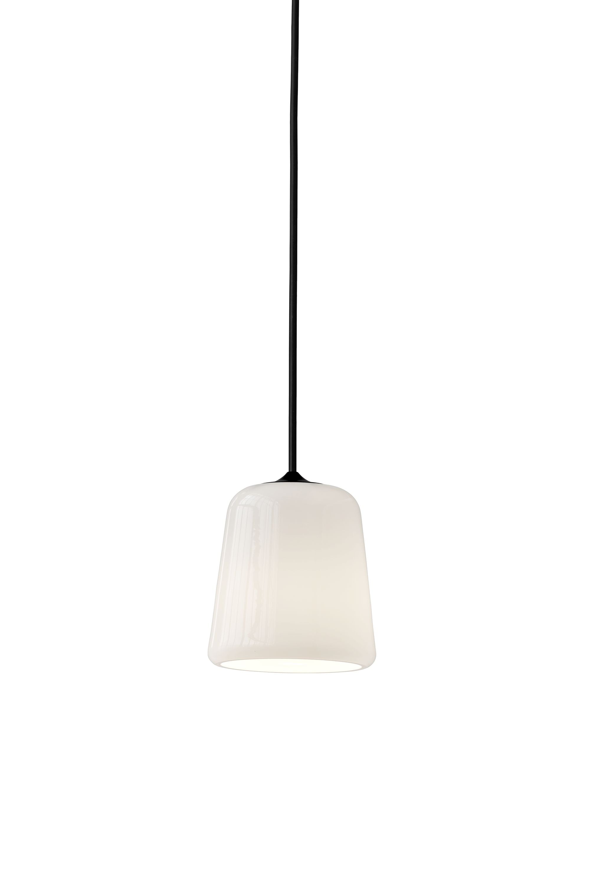 New Works Material Pendant White Opal Glass/Black Fitting
