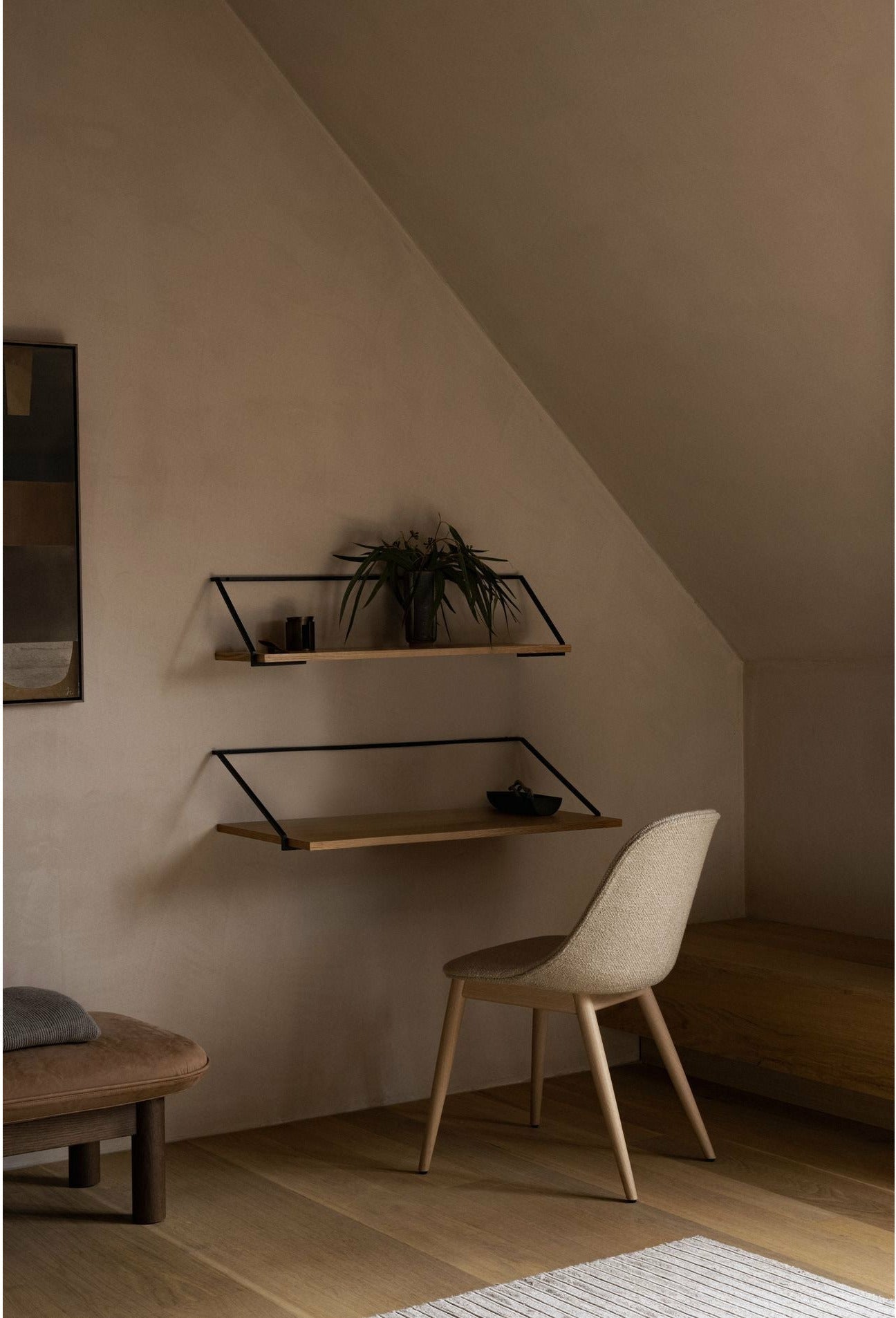 Audo Copenhagen Havne side polstret stol naturlig eg, bouclé 02