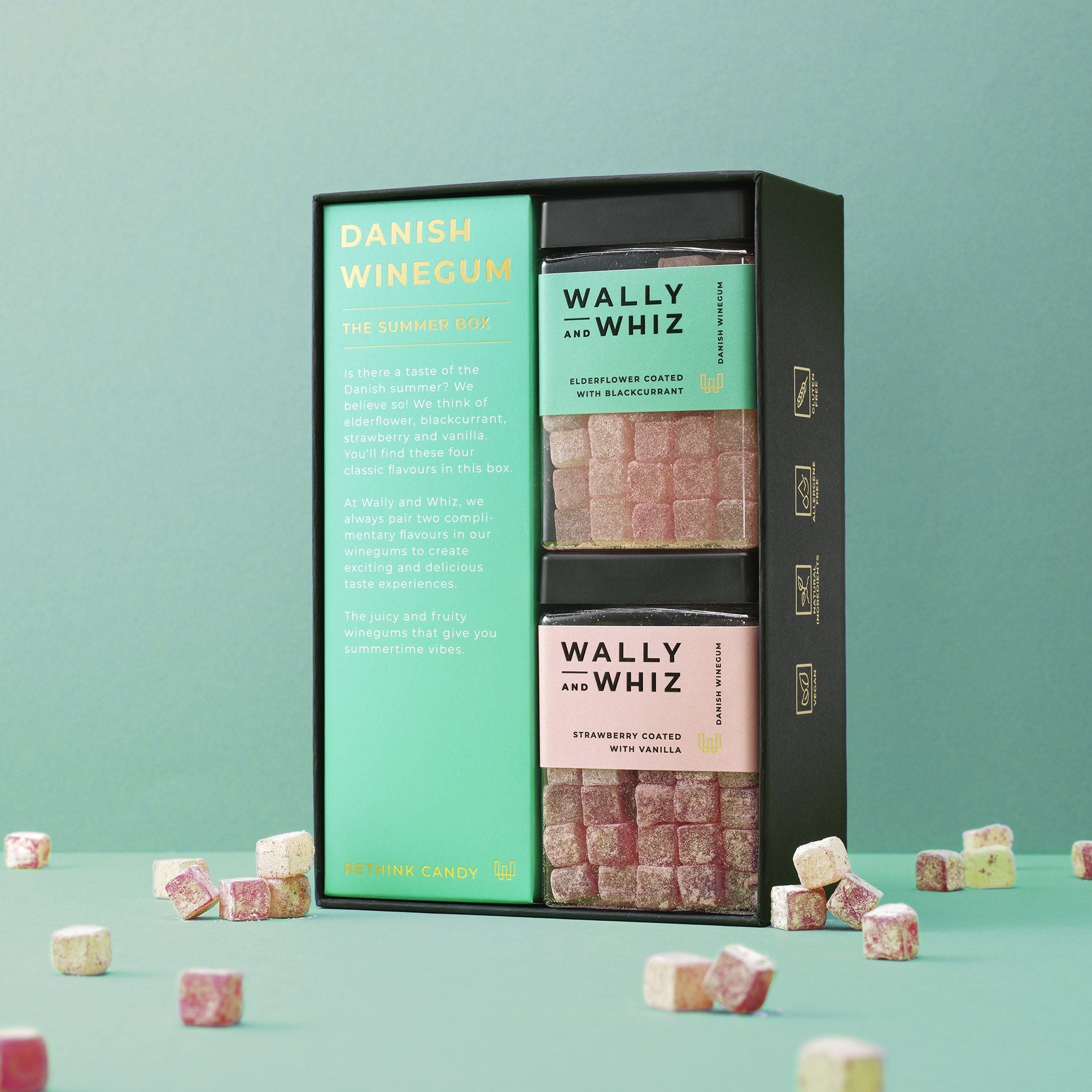 Wally and Whiz Sommerboksen Elderflower med Blackcurrant/Strawberry med vanilje, 480 g